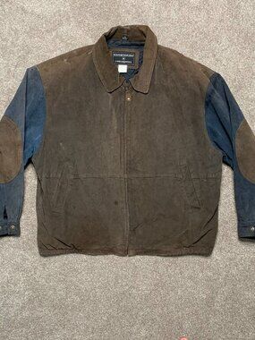 Vintage Contemporary Expressions Brown 100%Leather Bomber Winter Jacket 2XL